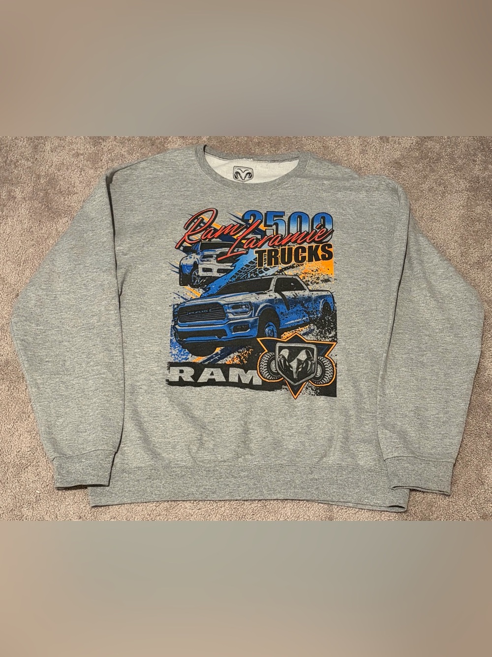 Dodge Ram 2500 Laramie Trucks Size Large Pullover Gray Long Sleeve Sweatshirt